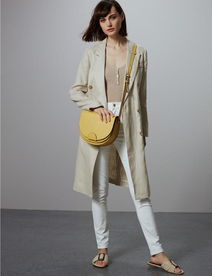 Marks & Spencer Leather Cross Body Bag Light Citrus