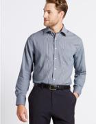 Marks & Spencer 2in Longer Non-iron Regular Fit Shirt Dark Grey Mix