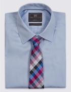 Marks & Spencer Pure Silk Checked Tie Fuchsia Mix