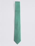 Marks & Spencer Pure Silk Geometric Print Tie Green