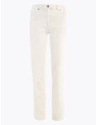 Marks & Spencer Corduroy Straight Leg Ankle Grazer Trousers Winter White