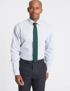 Marks & Spencer Cotton Blend Non-iron Regular Fit Shirt Medium Blue Mix