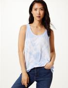 Marks & Spencer Relaxed Fit Printed Slub Vest Top Blue Mix