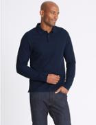 Marks & Spencer Slim Fit Pure Cotton Long Sleeve Polo Shirt Navy