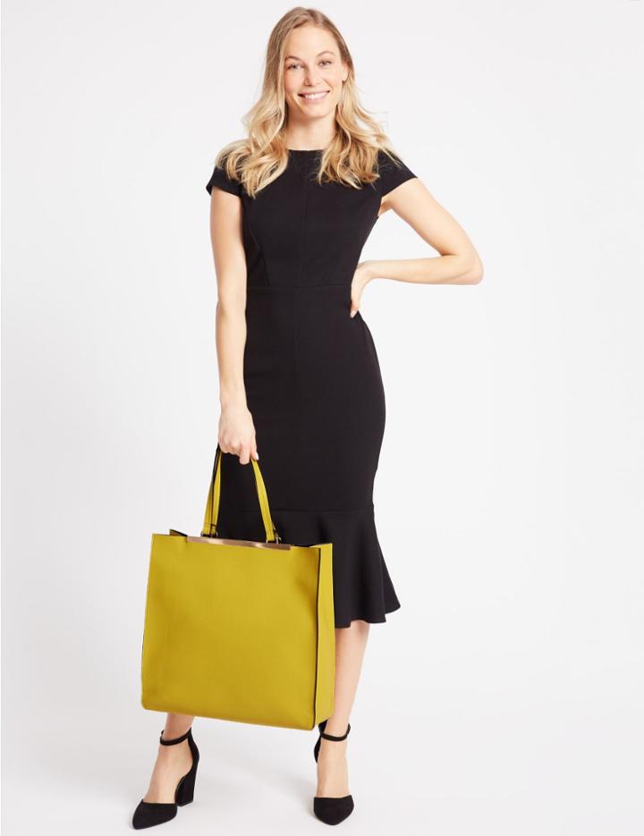 Marks & Spencer Faux Leather Metal Bar Oversize Shopper Bag Winter Lime