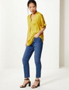 Marks & Spencer Printed V Neck Tunic Yellow Mix