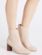 Marks & Spencer Side Zip Round Heel Ankle Boots Nude