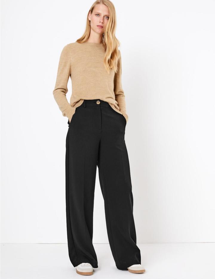 Marks & Spencer High Waist Wide Leg Trousers Black
