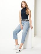 Marks & Spencer Sleeveless High Neck Fitted Vest Top Navy