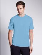 Marks & Spencer Pure Cotton Regular Fit T-shirt With Staynew&trade; Pale Blue