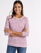 Marks & Spencer Striped 3/4 Raglan Sleeve Jersey Top Bright Pink Mix