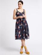 Marks & Spencer Floral Print Swing Dress Navy Mix
