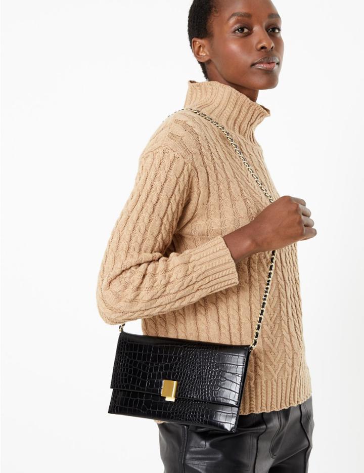 Marks & Spencer Croc Effect Clutch Bag Black