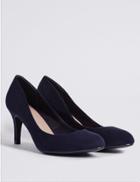 Marks & Spencer Wide Fit Stiletto Almond Toe Court Shoes Navy