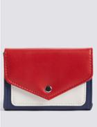 Marks & Spencer Faux Leather Colour Block Purse With Cardsafe&trade; Navy Mix