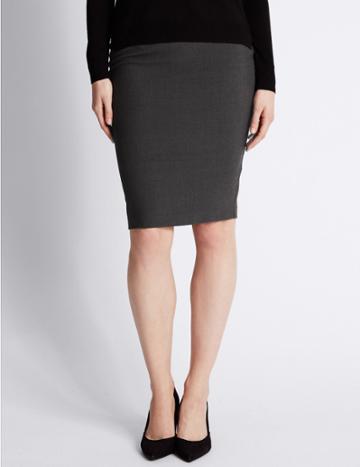 Marks & Spencer Front Twin Zip Pockets Pencil Skirt Charcoal