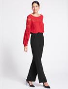 Marks & Spencer Grosgrain Detail Wide Leg Trousers Black