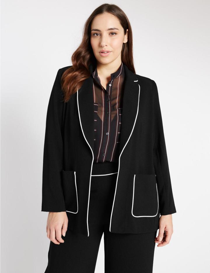 Marks & Spencer Plus Contrast Piped Jacket Black Mix