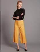 Marks & Spencer Wide Leg Cropped Trousers Mustard