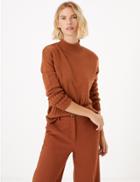 Marks & Spencer Funnel Neck Relaxed Fit Jumper Tan