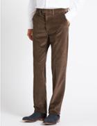 Marks & Spencer Regular Fit Cotton Rich Flat Front Trousers Brown