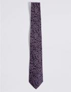 Marks & Spencer Pure Silk Printed Tie Magenta Mix