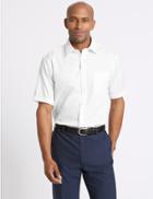 Marks & Spencer Pure Cotton Short Sleeve Regular Fit Shirt White