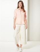 Marks & Spencer Pure Linen Button Detailed Shirt Light Pink