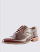 Marks & Spencer Leather Layered Sole Brogue Shoes Burgundy