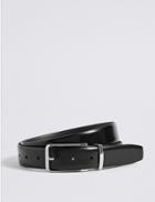 Marks & Spencer High Shine Leather Buckle Belt Black