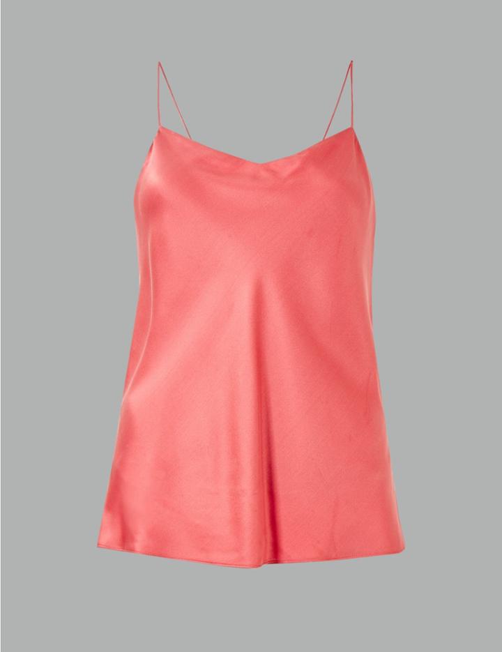 Marks & Spencer Silk Strappy Relaxed Fit Cami Hot Bronze