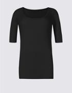 Marks & Spencer Pure Cotton Scoop Neck Short Sleeve T-shirt Black