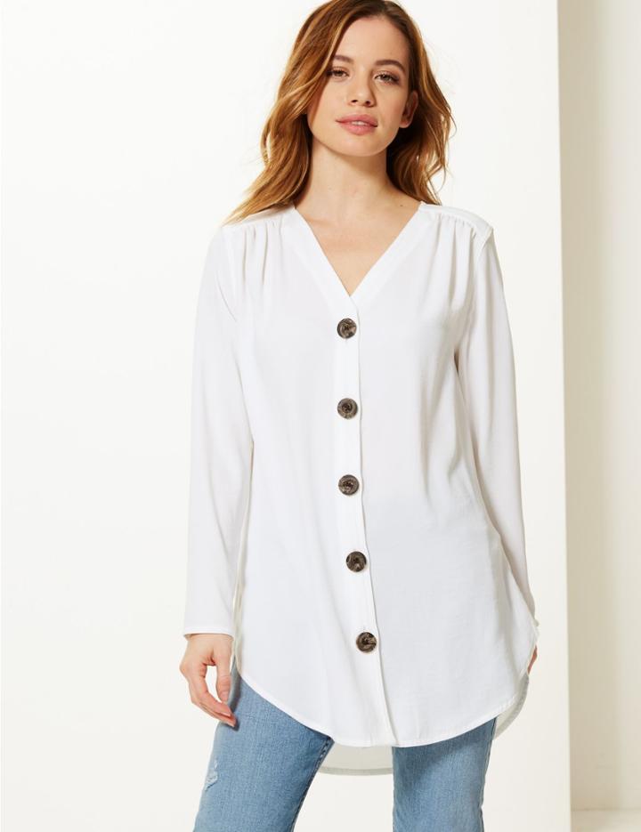 Marks & Spencer Petite Oversized Long Sleeve Blouse White