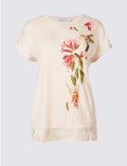 Marks & Spencer Floral Print Short Sleeve T-shirt Pale Pink
