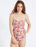 Marks & Spencer Secret Slimming&trade; Floral Print Swimsuit Pink Mix