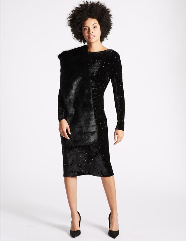 Marks & Spencer Slot Through Fur Scarf Black