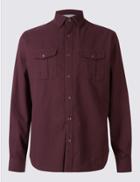 Marks & Spencer Pure Cotton Shirt With Pockets Aubergine