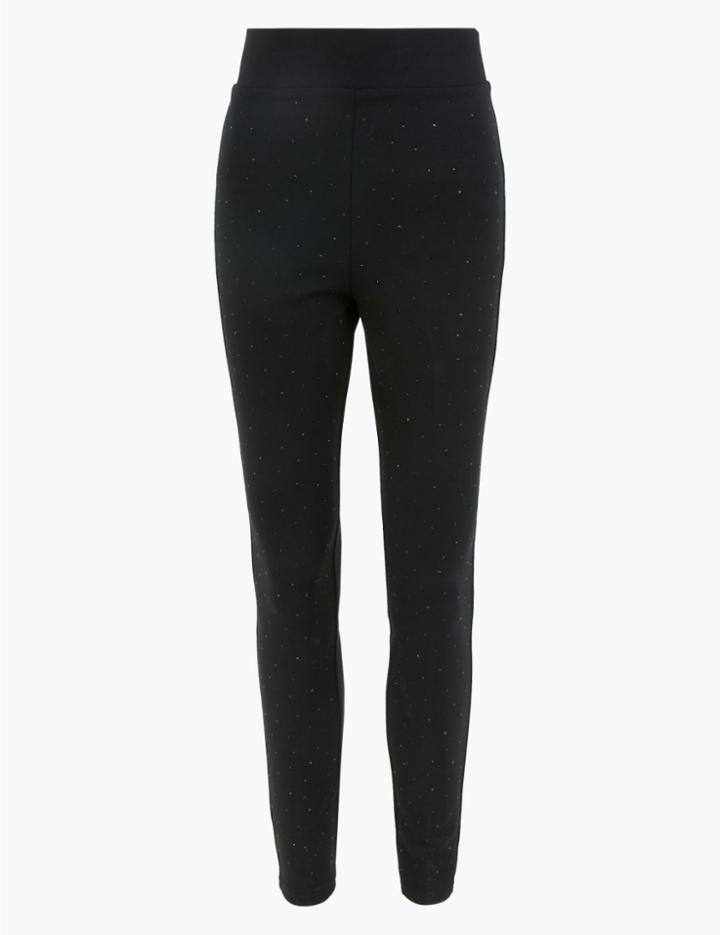Marks & Spencer Diamant Tapered Leg Ankle Grazer Leggings Black