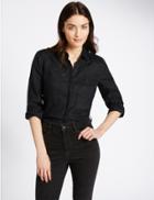 Marks & Spencer Pure Linen Long Sleeve Shirt Granite
