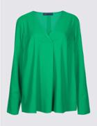 Marks & Spencer V-neck Long Sleeve Blouse Bright Green
