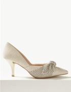 Marks & Spencer Stiletto Heel Knot Pointed Court Shoes Natural Mix
