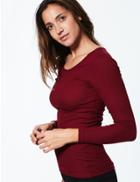 Marks & Spencer Heatgen&trade; Ribbed Thermal Long Sleeve Top Dark Crimson