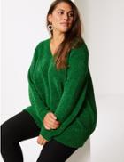 Marks & Spencer Curve Textured V-neck Jumper Green