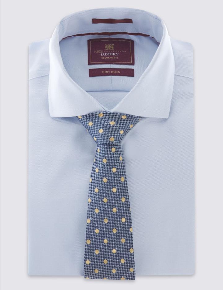 Marks & Spencer Pure Silk Spotted Tie Yellow Mix