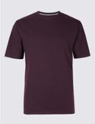 Marks & Spencer Pure Cotton Regular Fit T-shirt With Staynew&trade; Deep Purple