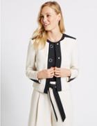 Marks & Spencer Contrast Placket Bomber Jacket Beige Mix