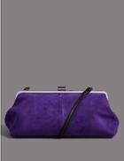 Marks & Spencer Oversized Suede Clutch Bag Electric Purple