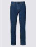 Marks & Spencer Straight Fit Stretch Jeans With Stormwear&trade; Medium Blue