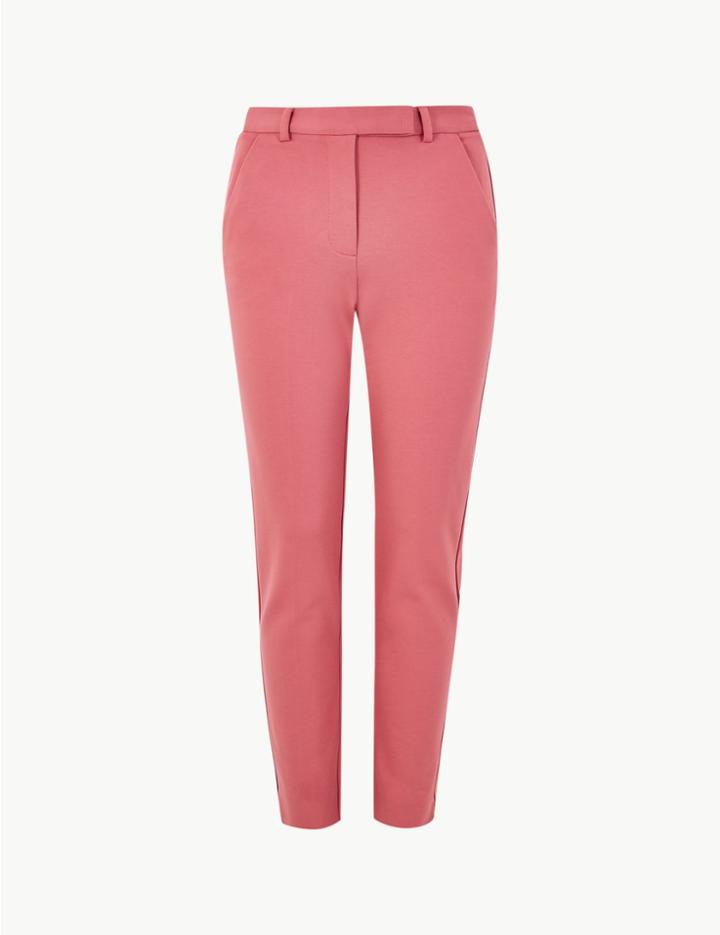 Marks & Spencer Ponte Slim Leg Ankle Grazer Trousers Pink