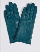 Marks & Spencer Leather Stitch Detail Gloves Teal